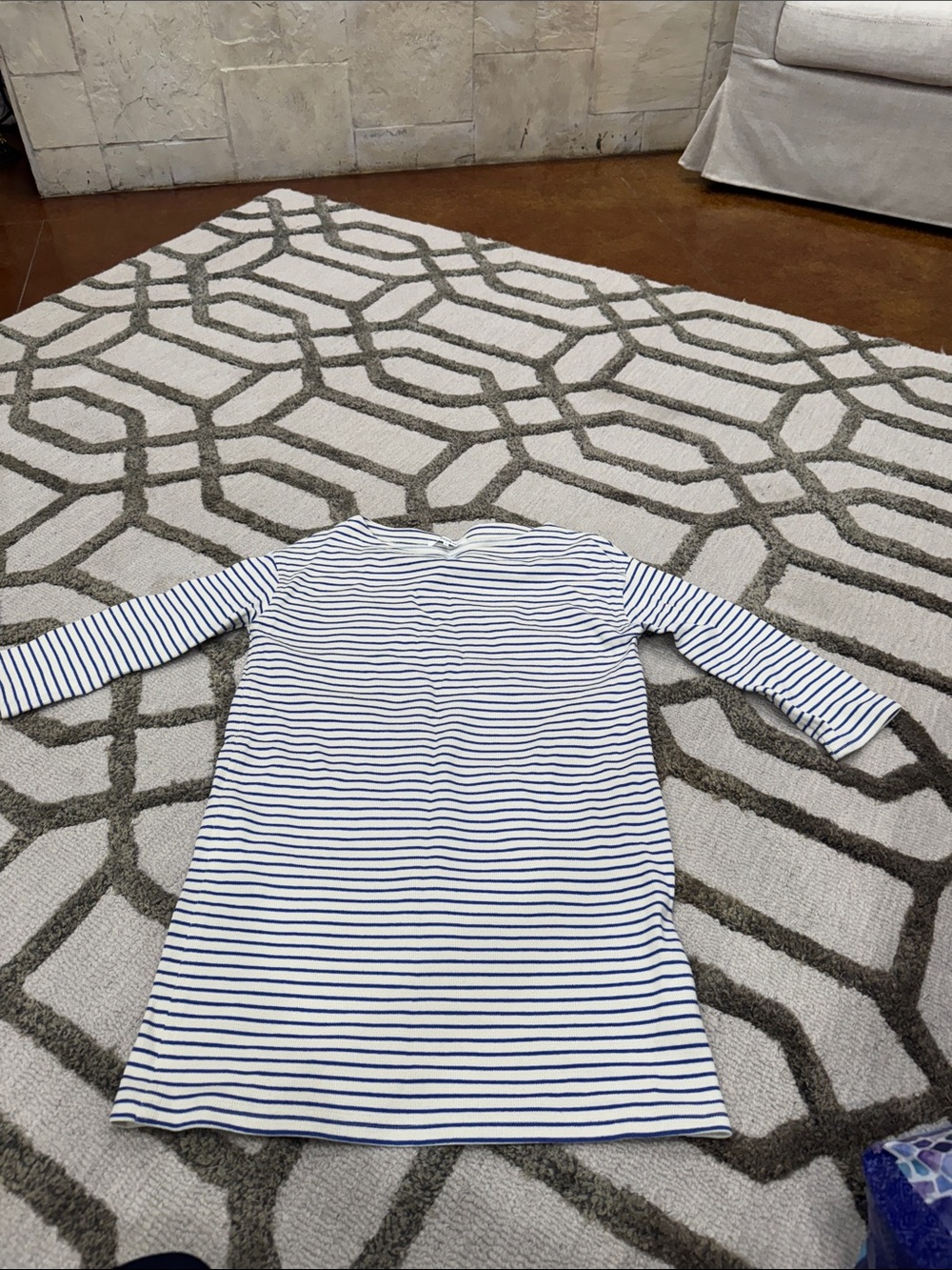 Emerson fry blue and White Striped 3/4 Sleeve Dress